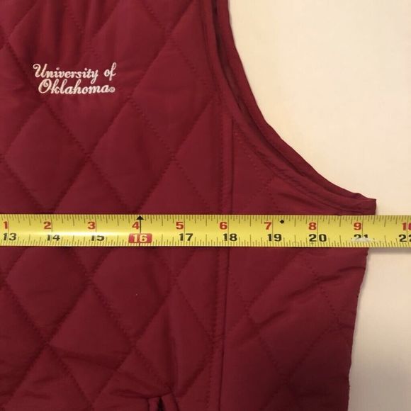 University Of Oklahoma Crable For Her Womens Vest Red Quilted Zip Mock Neck L - Picture 6 of 7